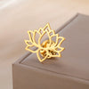 Skyrim Lotus Flower Women's Brooch Stainless Steel Gold Color Suit Badge Lapel Pin Yoga Buddhism Amulet Accessories - Image 1