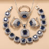 Square Cubic Zirconia Silver Wedding Jewelry Sets Earrings Necklace Bracelet Ring For Women Gift - Image 10