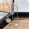 Blue Zircon Snowflake Pendant Necklace for Women Silver Color Rhinestone Choker Necklace Y2K Jewelry - Image 6