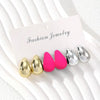 3 Pairs Resin Drop Earrings Summer Pink Laser Beanie Earrings Set for Women Jewelry Gift - Image 5