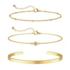 3pcs Gold Plated Stainless Bracelet Sets for Women Girls Snake Chain Cuban Link Cuff Bangle Stackable Bracelets - Image 5
