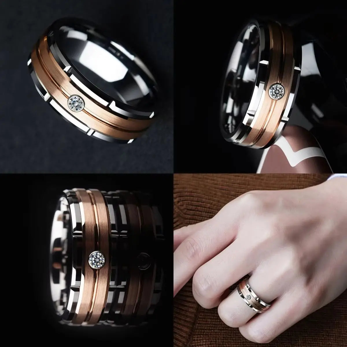 Classic Stainless Steel Men's Ring with Two-Color Electroplating Simple Jewelry Accessory Sizes 6-13 - Image 1