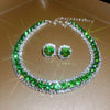Fyuan Crystal Necklace Earrings Green Rose Pink Blue Necklace for Women Weddings Party Jewelry Sets Accessories - Image 3