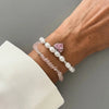 2Pcs/Set Elegant Imitation Pearl Crystal Chain Bracelets for Women Shinny Rhinestone Heart Pendant Bracelet Jewelry Gift - Image 7