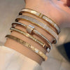 Yupsk Titanium Steel Couple's Bracelet Shiny Zircon Inlaid Stainless Steel Bangles Gold/Silver Color Female Jewelry Gift - Image 3