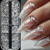12 Grids Silvery Flat Bottom Rhinestone Nail Charms Shiny Crystal Diamond Sequins for Nails Suitable for Wedding Party Decor - Image 1
