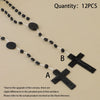 12-Piece Plastic Rosary Bead Necklace Set with Cross Pendants in Multiple Colors - Image 11