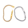 Shiny Cubic Zirconia 2/3 Row Chain Wrist Bracelet For Women Stainless Steel Wedding Jewelry - Image 3