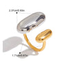 Yori Geometric Oval Gold Peas Stainless Steel Open Ring for Women Daily Jewelry Rust Prevention - Image 6