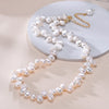 Freshwater Pearls 6-7mm Irregular Interlaced Pearl Necklace Silver Chain Jewelry Gifts for Women - Image 3
