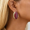 Geometric Oval Stud Earrings with Colorful Center Details - Image 6