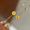 Vintage classic diamond studded daisy layered necklace single-layer collar chain party jewelry for women gifts - Image 3