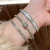 Stainless Steel Bangle Bracelet with Cubic Zirconia Details in Gold-Tone or Silver-Tone - Image 6