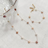 Pearl Bead Chain in Necklace or Bracelet Length with White Pink or Purple Accents - Image 1