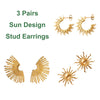 Statement Retro Half Sun Design Stainless Steel Stud Earrings For Women Fan-shape Gold Color Personality Vacation Jewelry Gift - Image 10