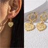 Gold Plated Vintage Wedding Couple Jewelry Earrings Stainless Steel Geometric Heart-shaped Pendant Earrings for Women Gifts - Image 1