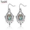 Silver Oval 8 10mm Natural Labradorite Earrings Vintage Ethnic Jewelry for Women Gift - Image 1