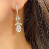 Female Earring Silver Sparkling Water Droplet Flower Earrings for Women Long Tassel Square Zircon Jewelry - Image 4