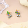 Colorful Enamel Flower Stud Earrings for Women Elegant Floral Petal Crystal Drop Earrings Jewelry Gift for Her - Image 17