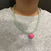Colorful Beaded Choker Necklace with Heart Pendant Y2K Style - Image 2