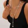 Multilayer Imitation Pearl Bead Necklace with Moon Water Drop and Star Pendants - Image 7