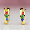 Brass Hoop Earrings with Cubic Zirconia Details in Gold-Tone and Silver-Tone - Image 7