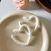 Korean Sweet White Plush Heart Hoop Earrings for Women Exaggerated Flocking C-Shaped Earrings Wedding Party Jewelry Gift - Image 5