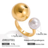 Imitation Pearl Stainless Steel Gold Color Ring for Women Engagement Party Gift Temperament Jewelry - Image 7
