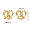 Lovely Knotted Heart Shape Stud Earrings for Women Girls Cute Gold Plated CZ Zirconia Bowknot Tiny Earrings Sweet Jewelry - Image 8