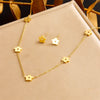 316L Stainless Steel Pearl Butterfly Flower Golden Necklace Earrings For Womens Party Gift Jewelry Set - Image 22