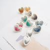 Sweet Knitted Texture Heart Studs 3D Braided Polymer Clay Earrings Cute Romantic Gradient Heart Jewelry Handmade Accessories - Image 1