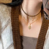 Adjustable Sun Star Zircon Necklace for Women Vintage Leather Necklace Double Layered Star Pendant Chain Choker Jewelry - Image 3