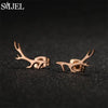 Minimalist Silver Color Deer Horn Earrings Women Christmas Jewelry Cute Elk Antler Ear Studs Unique Tree Branch Earings - Image 6