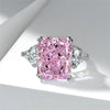 Geometric Big Square Stone Rings For Women Silver Color Charm Pink Yellow Zircon Wedding Bands Index Finger Party Jewelry - Image 1