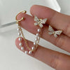 Korean Elegant Cute Rhinestone Butterfly Stud Earrings For Women Girls Metal Chain Jewelry Gifts - Image 7