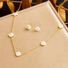 316L Stainless Steel Pearl Butterfly Flower Golden Necklace Earrings For Womens Party Gift Jewelry Set - Image 24