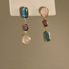 Asymmetric Colorful Resin Earrings for Women Retro Contrast Geometric Dangle Earrings Korean Jewelry - Image 3