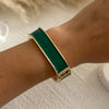Vintage Exaggerated Green Drip Oil Irregular Grid Water Rhinestone Geometric Wide Bangle Chunky Cuff Bracelet Jewelry - Image 8