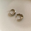 Irregular C Stud Earrings for Women Gold/Silver Color Water Ripple Pattern Glossy Geometric Metal Ear Accessories Party Gift - Image 7
