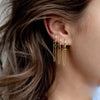 Gold Silver Color Plated Double Hole Link Chain Circle Hoop Earrings Zircon Star Lightning Eye Pendant Huggie Piercing Earring - Image 3