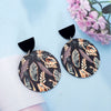 Round Black Acrylic 3D Printing Women's Leaf Earrings Dangle Vintage Casual Lightness Elegant Jewelry Daily Wear Accessories - Image 6