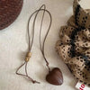 Vintage Irregular Hollow Wooden Heart Geometric Pendant Long Sweater Chain Necklace For Women Charms Jewelry - Image 12