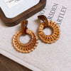 Vintage Brown Round Rattan Weave Earrings For Women Exaggerated Large Circle Geometric Earrings Jewelry Accessories - Image 6