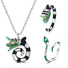 Silver Cube Zirconia Snake Ring Women Open Adjustable CZ Finger Ring Party Jewelry Necklace Clover Charm Love - Image 1
