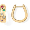 Gold Plated Silver Posts Chunky Huggie Earrings for Women Multi-Colored Cubic Zirconia Statement Hoop Earrings - Image 4