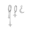 3PCS Set Star Moon Cartilage Piercing Earrings Cubic Zirconia Stainless Steel Pendant Chain Hoop Earring Piercing Jewelry - Image 6