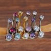 Titanium Belly Button Rings 10mm 12mm with Round CZ Internally Threaded Navel Rings Belly Bars - Image 3