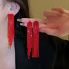 Irregular Long Tassel Earrings for Women Creative High Sense Light Red Drop Earring Inlaid Rhinestone Jewelry Gifts - Image 2