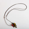 Adjustable Ceramic Bead Necklace with Leaf Pendant and Wax Cord - Image 12