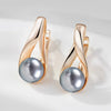 Elegant Grey Pearl Drop Earrings For Women Rose Gold Color Wedding Party Jewelry Accessories - Image 1